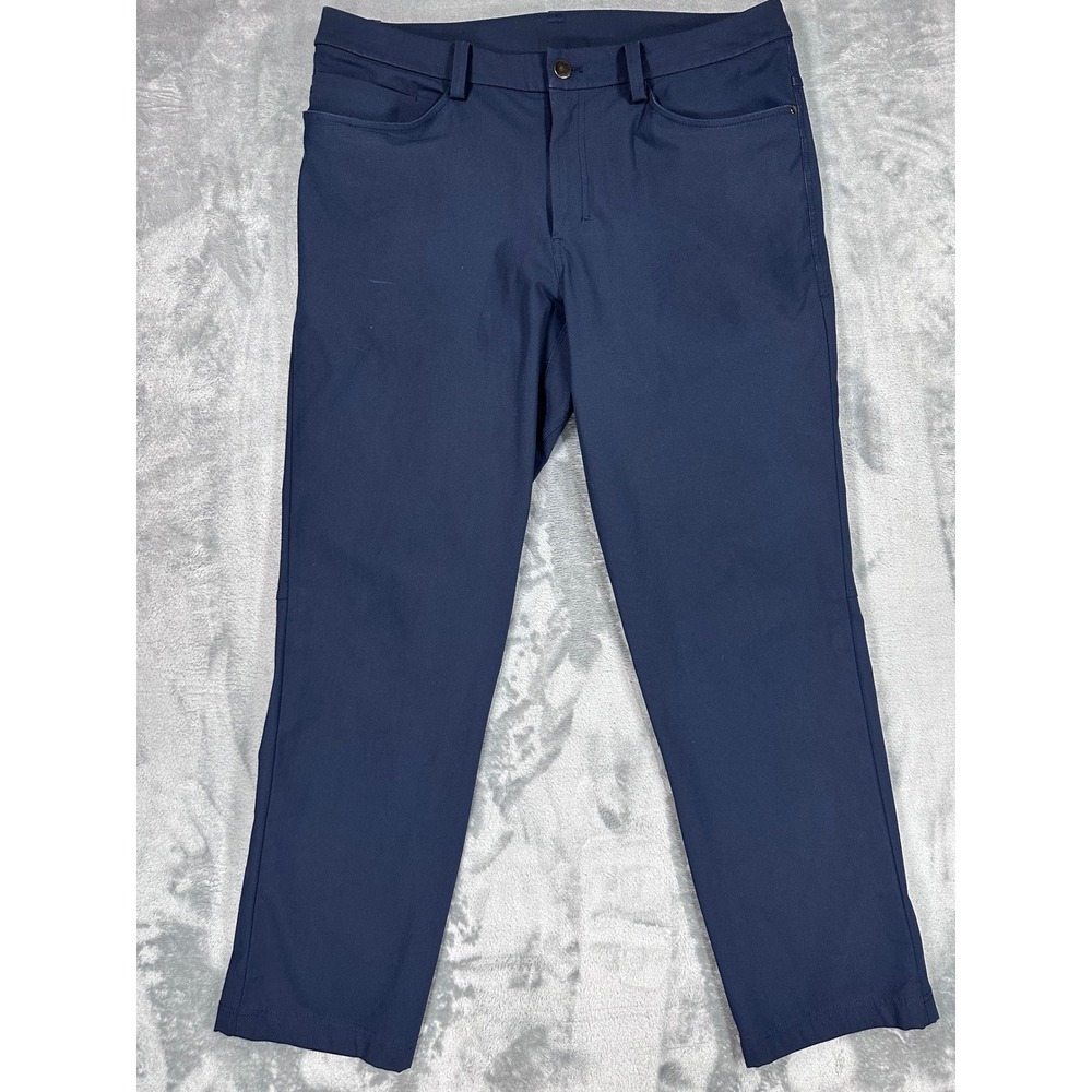 Lululemon Commission Slim Fit Pant Warpstreme Navy Blue Mens 36x28.5